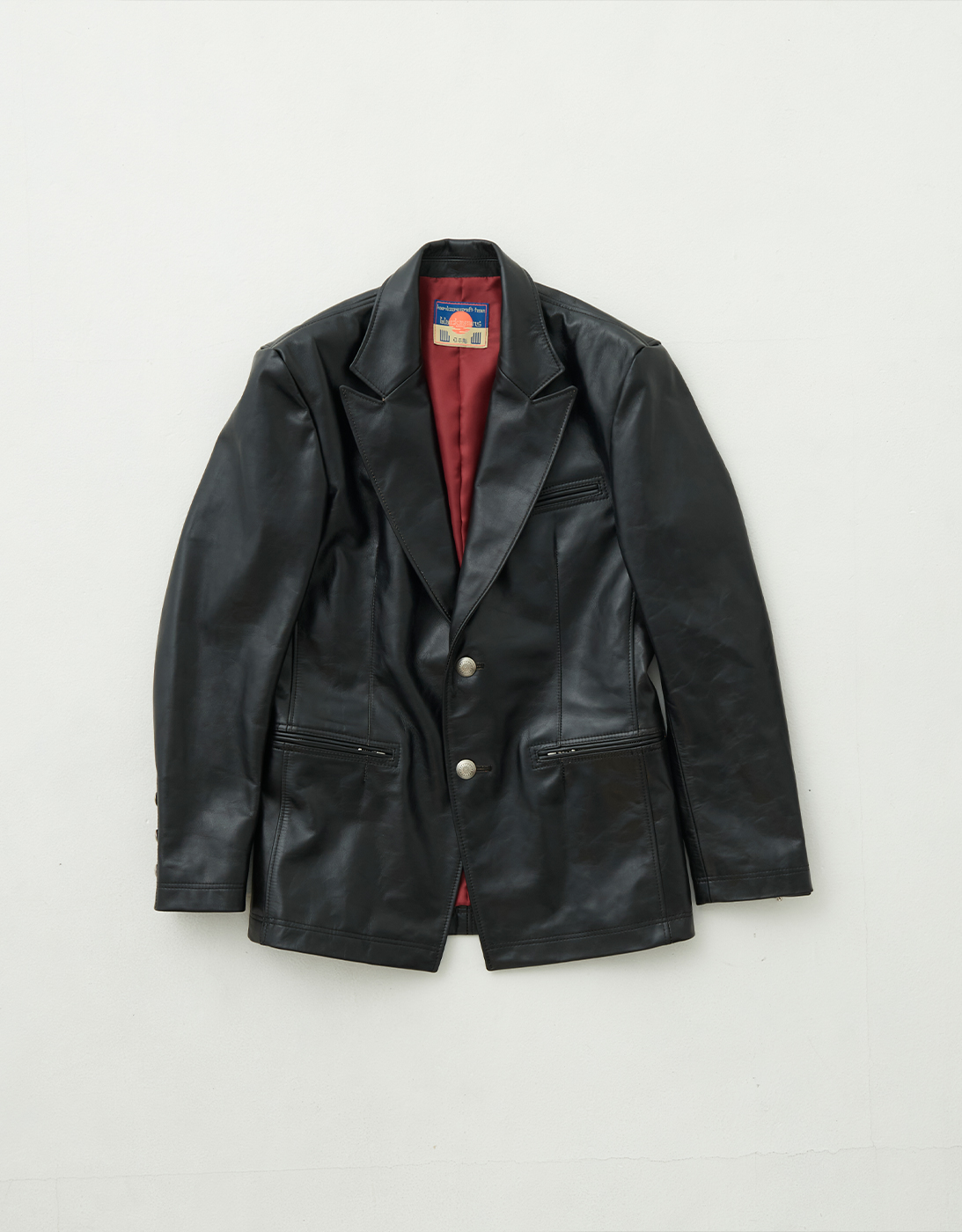 Peaked lapel Leather Jacket